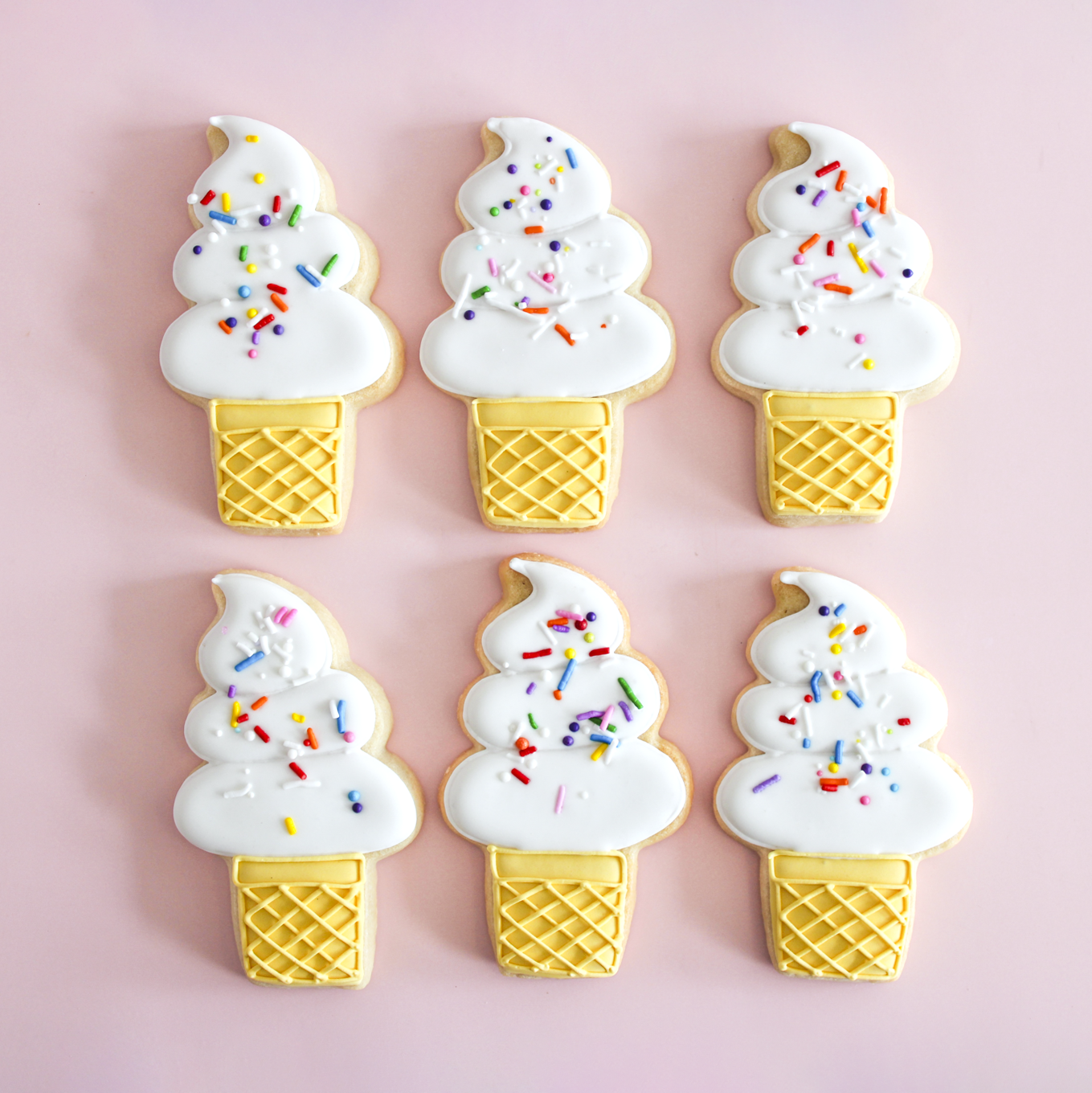 6 Ice Cream Cone Sugar Cookies