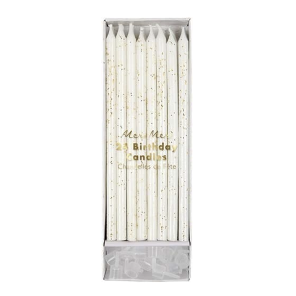 5.75” White and Gold Candles